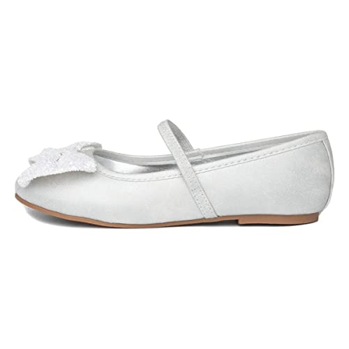 Lilley Sparkle Girls White Glitter Bow Ballerina - Size 13 Child UK - White