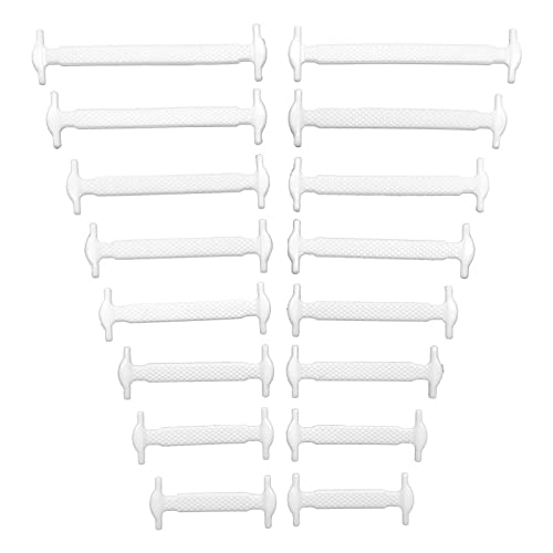 No Tie Laces for Kids and Adults, Elastic Laces for Trainers, Silicone Tieless Flat Shoelaces, Athletic Running Shoe Laces for Sneaker Boots Board Shoes and Casual Shoes-White