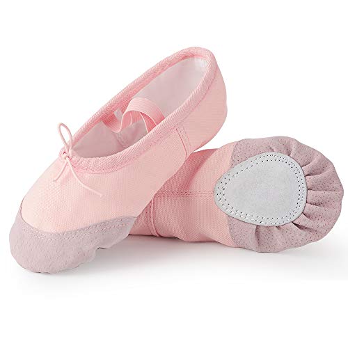 Soudittur Girls Ballet Shoes Pink Canvas Split Sole Dance Slippers Yoga Flats Gymnastic Shoes for Children/Kids/Women/Adults/Boys/Toddler (8.5 UK Child)