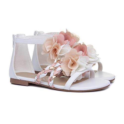 Lilley Girls Floral Flat Sandal in White - Size 12 Child UK - White