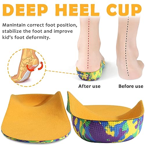 Ailaka Kids Orthotic Arch Support Insoles, Toddler Flat Foot EVA Cushioning Athletic Inserts, Children Shoe Inserts for Plantar Fasciitis, Feet Heel Pain Relief