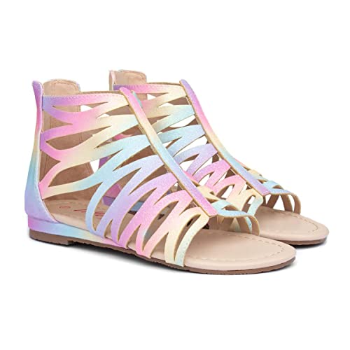 Lilley Girls Rainbow Glitter Zip Up Sandals - Size 13 Child UK - Multicolour