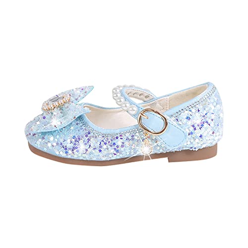 Harpily Girls Mary Jane Ballet Flats Bowknot Sparkle Glitter Silver Shoes Soft Sole Walking Shoes Moccasins Crib Shoes Party Wedding Dress Princess Shoes Dressing up Shoes for Parties