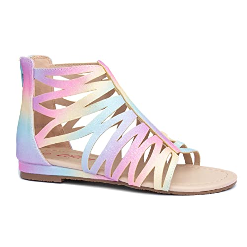 Lilley Girls Rainbow Glitter Zip Up Sandals - Size 13 Child UK - Multicolour