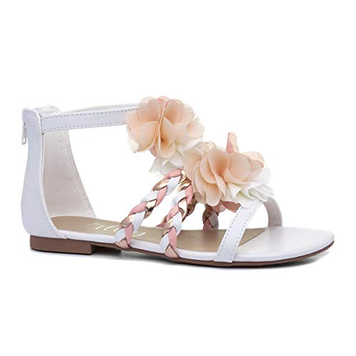 Lilley Girls Floral Flat Sandal in White - Size 12 Child UK - White