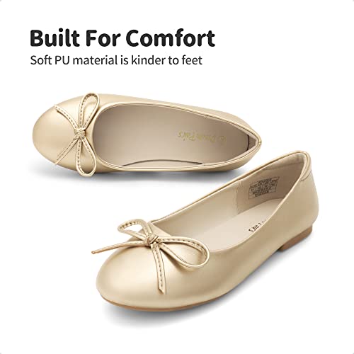 DREAM PAIRS Girls Dress Shoes Fashion Bow Ballet Flats,KFL216-E,Gold,2 UK/35 (EUR)