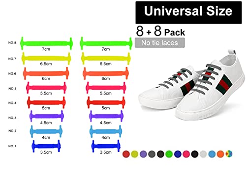 No Tie Laces for Kids and Adults, Elastic Laces for Trainers, Silicone Tieless Flat Shoelaces, Athletic Running Shoe Laces for Sneaker Boots Board Shoes and Casual Shoes-White