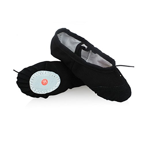 DoGeek Ballet Pumps Flats Ballet Shoes Women Ballet Slippers Pilates Shoes Yoga Shoes Dance Gymnastics Soft Canvas Flat for Children,Adults Black, 2.5 UK Child