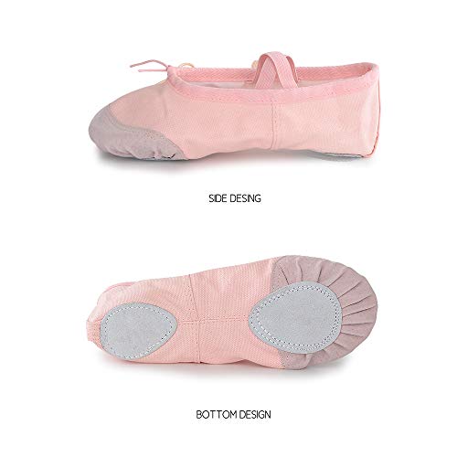 Soudittur Girls Ballet Shoes Pink Canvas Split Sole Dance Slippers Yoga Flats Gymnastic Shoes for Children/Kids/Women/Adults/Boys/Toddler (8.5 UK Child)