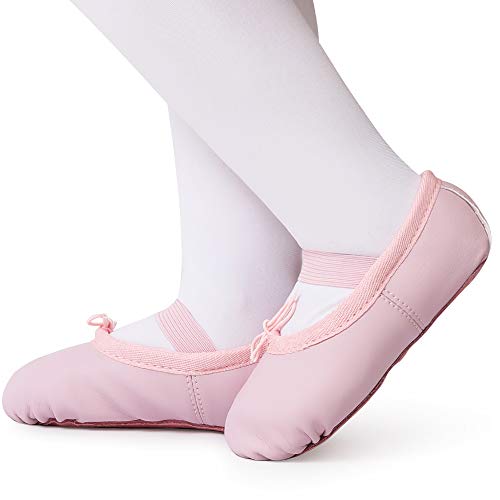 Bezioner Ballet Shoes Leather Ballet Flats Full Sole Dance Slippers for Girls Toddlers Women Pink 7 UK Child