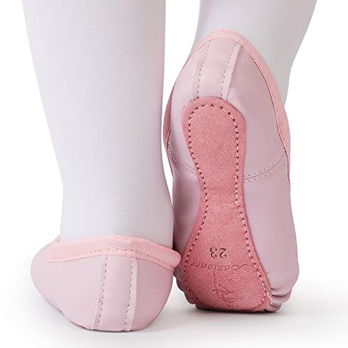 Bezioner Ballet Shoes Leather Ballet Flats Full Sole Dance Slippers for Girls Toddlers Women Pink 7 UK Child