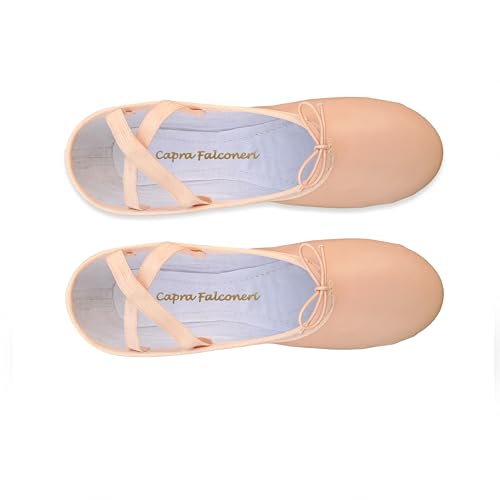 Ballet Canvas Dance Shoes - Full Flat Leather Sole Dancing Yoga Gymnastic Stretch Slippers for Girls Kids Childrens Pink