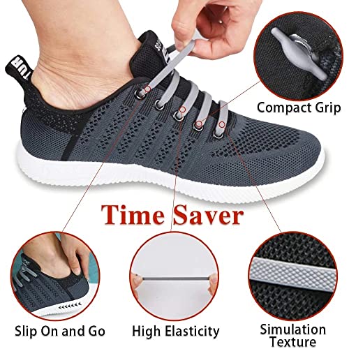 No Tie Laces for Kids and Adults, Elastic Laces for Trainers, Silicone Tieless Flat Shoelaces, Athletic Running Shoe Laces for Sneaker Boots Board Shoes and Casual Shoes-White