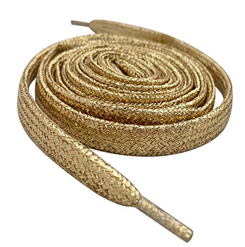 Smart Laces 80cm / 31" Long Gold Flat Metallic Sparkle Glitter Shoe laces, Ideal Shoelaces for Kids Girls Childrens & Womens Converse, Nike, Adidas, Vans Trainer
