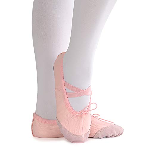 Soudittur Girls Ballet Shoes Pink Canvas Split Sole Dance Slippers Yoga Flats Gymnastic Shoes for Children/Kids/Women/Adults/Boys/Toddler (8.5 UK Child)