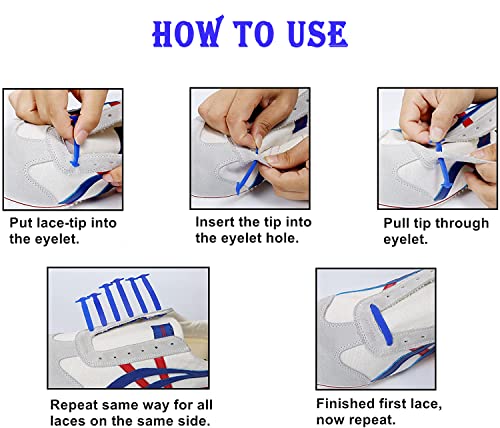 No Tie Laces for Kids and Adults, Elastic Laces for Trainers, Silicone Tieless Flat Shoelaces, Athletic Running Shoe Laces for Sneaker Boots Board Shoes and Casual Shoes-White