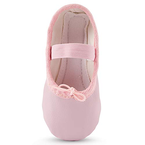 Bezioner Ballet Shoes Leather Ballet Flats Full Sole Dance Slippers for Girls Toddlers Women Pink 7 UK Child