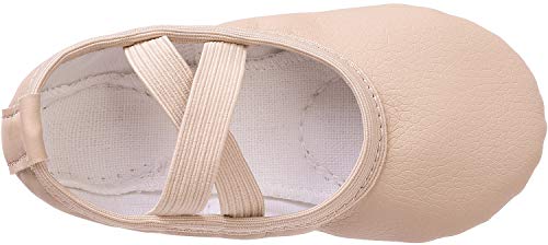 Ballet Shoes Leather Ballet Flats Split Sole Dance Slippers for Girls Toddlers Women Beige 10.5 UK Child (28 EU)