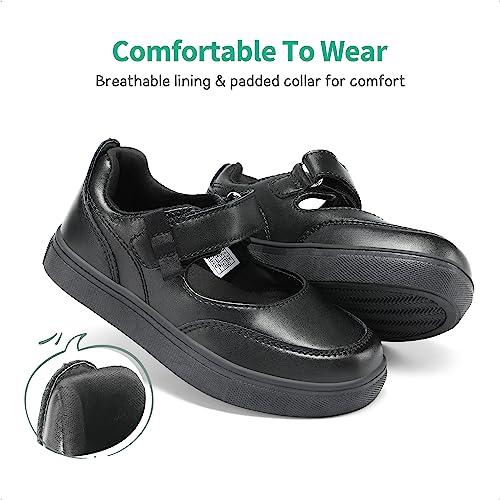 DREAM PAIRS Kids Mary Janes Boys Girls Toddlers Sneakers Soft School Shoes Durable Walking Daily Casual Flat Shoes SDFS2323K,Black,Size 10 UK Child/11 US Little Kid