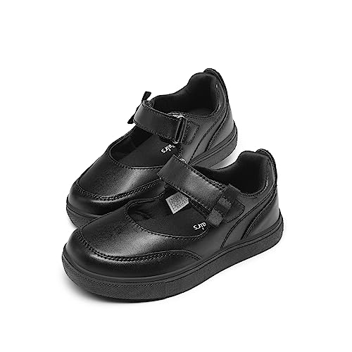 DREAM PAIRS Kids Mary Janes Boys Girls Toddlers Sneakers Soft School Shoes Durable Walking Daily Casual Flat Shoes SDFS2323K,Black,Size 10 UK Child/11 US Little Kid