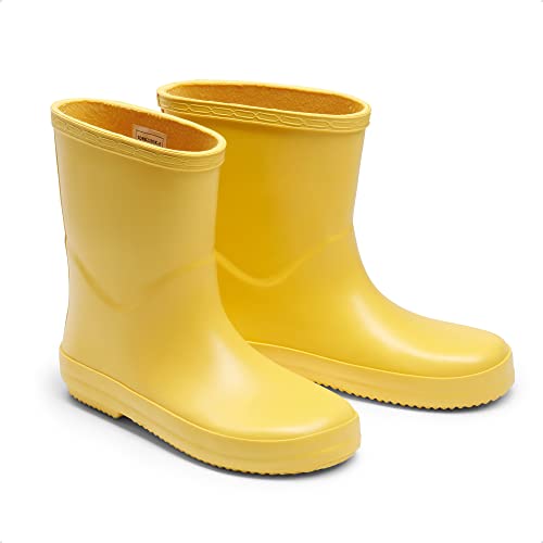 DREAM PAIRS Kids Wellies Boys Girls Wellington Boots Yellow Waterproof Non-Slip Short Rain Boots Toddler/Little Kid/Big Kid,SDRB2203K-E,13 UK Child/32 (EUR)