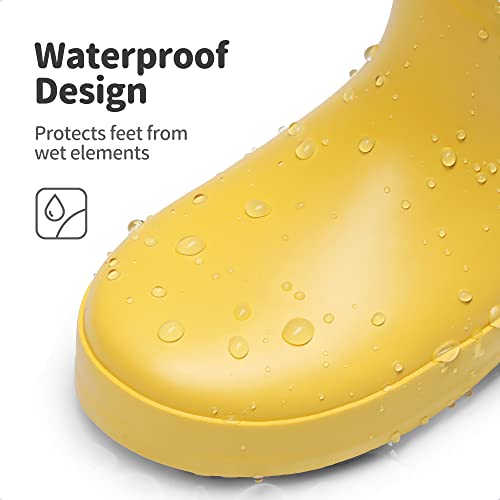 DREAM PAIRS Kids Wellies Boys Girls Wellington Boots Yellow Waterproof Non-Slip Short Rain Boots Toddler/Little Kid/Big Kid,SDRB2203K-E,13 UK Child/32 (EUR)
