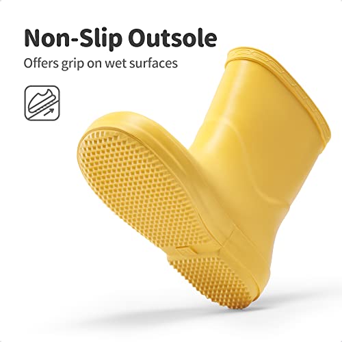 DREAM PAIRS Kids Wellies Boys Girls Wellington Boots Yellow Waterproof Non-Slip Short Rain Boots Toddler/Little Kid/Big Kid,SDRB2203K-E,13 UK Child/32 (EUR)