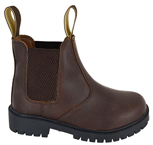 sole london BOYS KIDS CHILDRENS LEATHE CHELSEA DEALER ANKLE PULL ON BROWN SHOES BOOTS SIZE