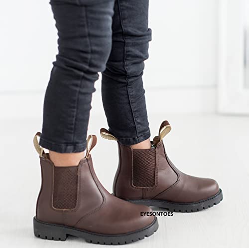 sole london BOYS KIDS CHILDRENS LEATHE CHELSEA DEALER ANKLE PULL ON BROWN SHOES BOOTS SIZE
