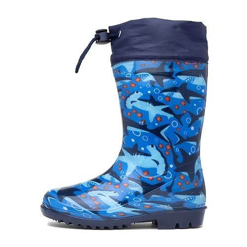 Zone - Kids Splash Navy Shark Welly - Size 13 Child UK - Blue