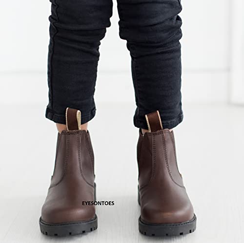 sole london BOYS KIDS CHILDRENS LEATHE CHELSEA DEALER ANKLE PULL ON BROWN SHOES BOOTS SIZE