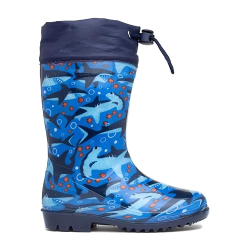 Zone - Kids Splash Navy Shark Welly - Size 13 Child UK - Blue