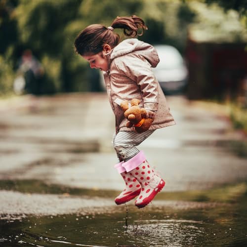 Fadcaer Kids Winter Warm Lined Welly Socks Fleece Welly Socks For Kids Childrens Thermal Winter Fleece Welly Wellington Boot Liners Socks Warm Rain Boot Liners for Boys and Girls (Pink 21cm)