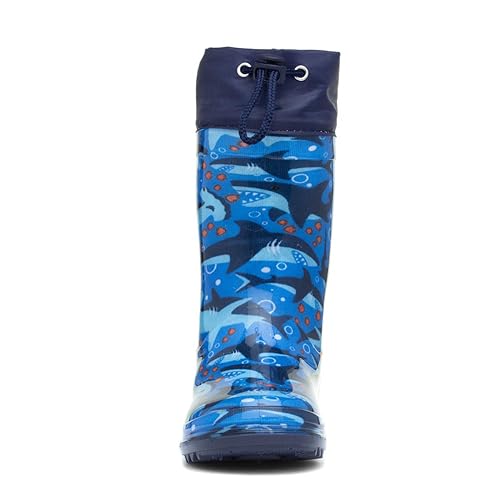 Zone - Kids Splash Navy Shark Welly - Size 13 Child UK - Blue