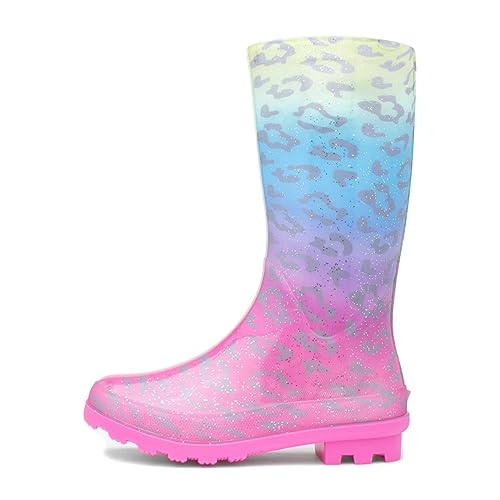Zone - Stormy Kids Rainbow Leopard Print Glitter Welly - Size 13 Child UK - Multicolour