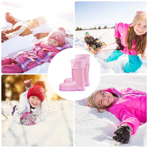 Fadcaer Kids Winter Warm Lined Welly Socks Fleece Welly Socks For Kids Childrens Thermal Winter Fleece Welly Wellington Boot Liners Socks Warm Rain Boot Liners for Boys and Girls (Pink 21cm)