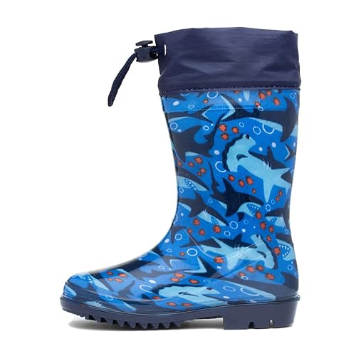 Zone - Kids Splash Navy Shark Welly - Size 13 Child UK - Blue