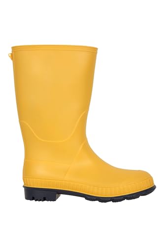 Mountain Warehouse Plain Kids Wellies - Waterproof, Soft Jersey Lined Wellington Boots with Gripped Sole for Boys & Girls - for Spring Summer, Rain, School, Outdoors Mustard Kids Shoe Size 11 UK