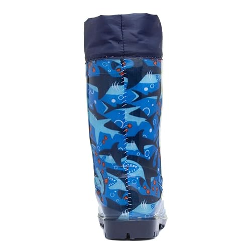 Zone - Kids Splash Navy Shark Welly - Size 13 Child UK - Blue