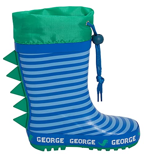 Peppa Pig Boys George Pig Tie Top Wellington Boots Kids Dino Wellingtons Wellies Rain Boots Green 7 UK Child/EU 24