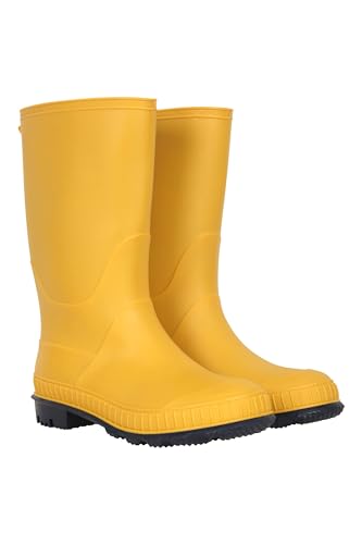 Mountain Warehouse Plain Kids Wellies - Waterproof, Soft Jersey Lined Wellington Boots with Gripped Sole for Boys & Girls - for Spring Summer, Rain, School, Outdoors Mustard Kids Shoe Size 11 UK