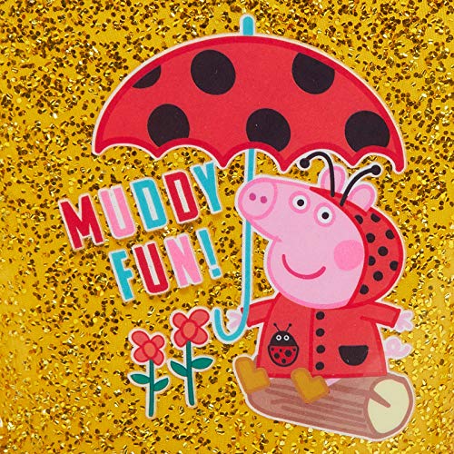 Peppa Pig Girls Gold Light Up Glitter Wellington Boots 7 UK Child