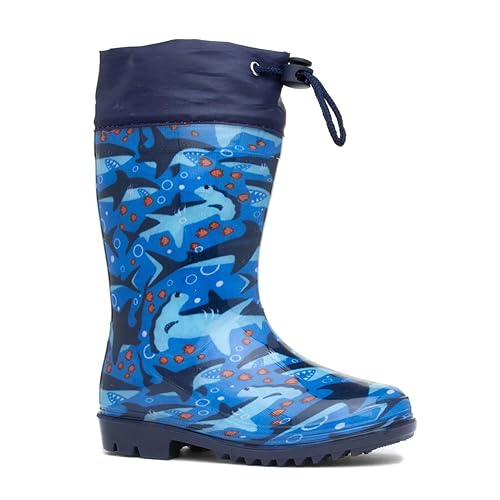 Zone - Kids Splash Navy Shark Welly - Size 13 Child UK - Blue