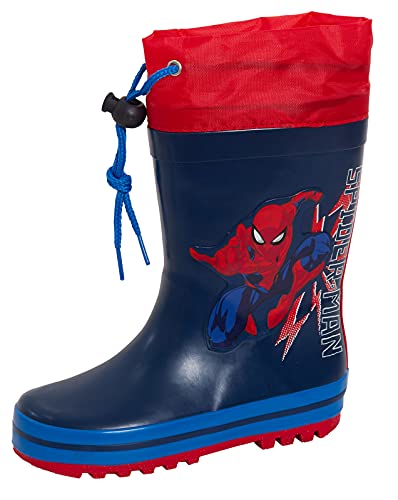 Marvel Boys Spiderman Tie Top Wellingtons Kids Wellies Super Hero Wellington Rain Boots Navy 11 UK Child/EU 29
