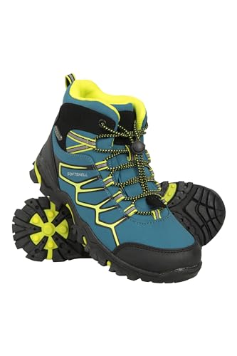Mountain Warehouse Soft-Shell Kids Boots - Lightweight, Durable & Breathable Synthetic Upper with Mesh Lining & Good Grip - for Spring Summer, Travel & Outdoors Dark Teal Kids Shoe Size 4 UK