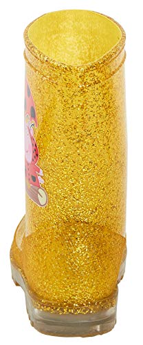 Peppa Pig Girls Gold Light Up Glitter Wellington Boots 7 UK Child