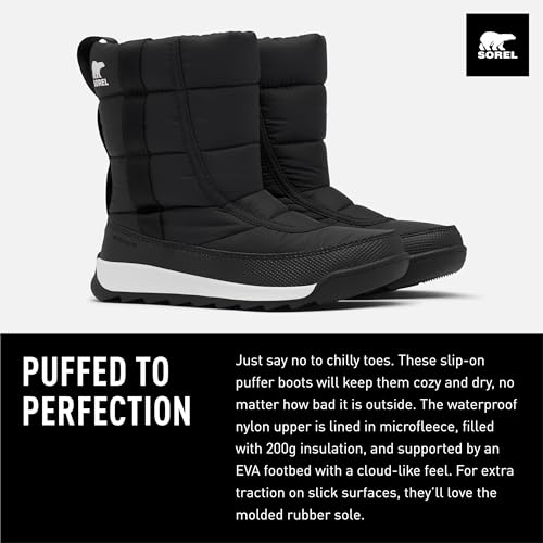 Sorel Child Unisex Winter Boots, YOUTH WHITNEY II PUFFY MID WP