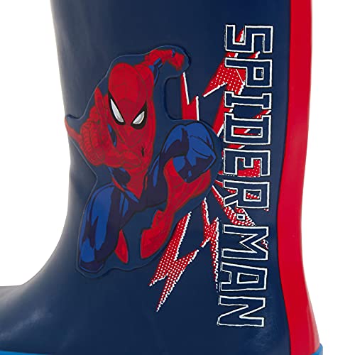 Marvel Boys Spiderman Tie Top Wellingtons Kids Wellies Super Hero Wellington Rain Boots Navy 11 UK Child/EU 29