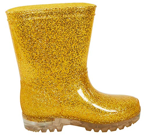 Peppa Pig Girls Gold Light Up Glitter Wellington Boots 7 UK Child