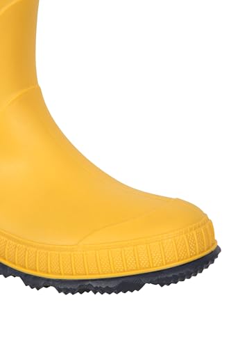 Mountain Warehouse Plain Kids Wellies - Waterproof, Soft Jersey Lined Wellington Boots with Gripped Sole for Boys & Girls - for Spring Summer, Rain, School, Outdoors Mustard Kids Shoe Size 11 UK